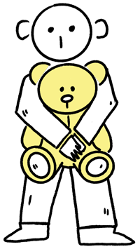 A person holding a teddy bear.